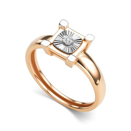 Кольцо из красного золота с бриллиантом