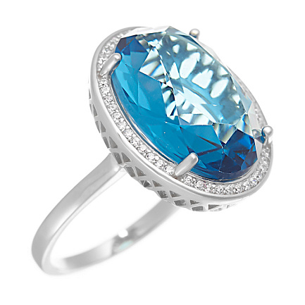 Кольцо из серебра с ситалом, фианитами