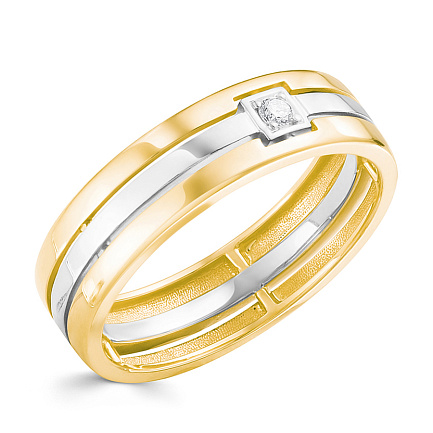 Кольцо обручальное из комбинированного золота