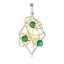 Подвеска из серебра с ониксами, фианитом