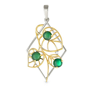 Подвеска из серебра с ониксами, фианитом