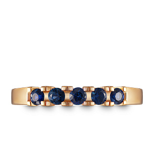 Кольцо из красного золота с сапфирами