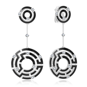 Серьги из золота с бриллиантами и эмалью