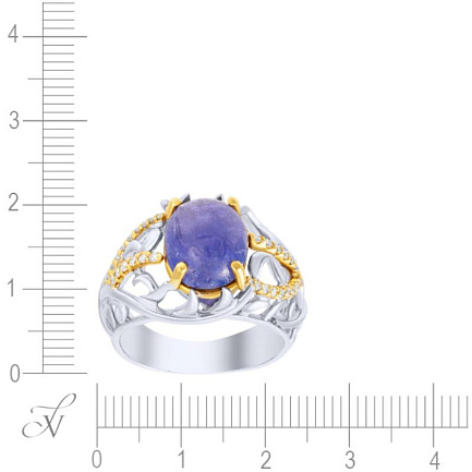 Кольцо из комбинированного золота с бриллиантами, танзанитом