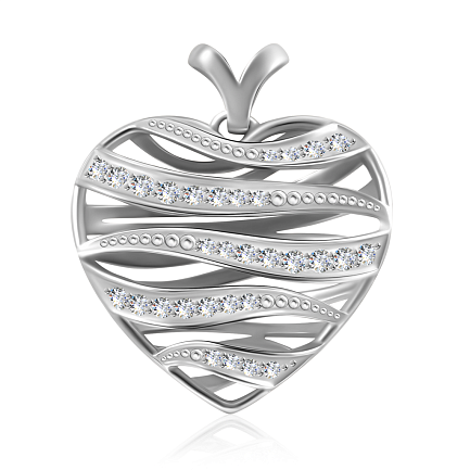 Подвеска из белого золота с фианитом