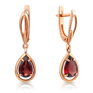 Серьги из красного золота с фианитом