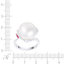 Кольцо из белого золота с бриллиантами, жемчугом