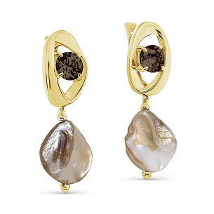 Серьги с английским замком из серебра с перламутром