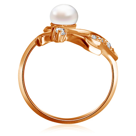Кольцо из красного золота с жемчугом