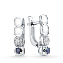 Серьги из белого золота с бриллиантами, сапфирами