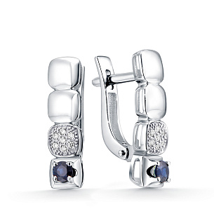 Серьги из белого золота с сапфиром