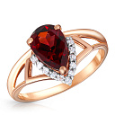 Кольцо из красного золота с гранатом, фианитом