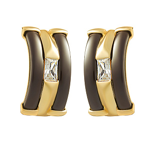 Серьги с английским замком из серебра с керамиками и циркониями