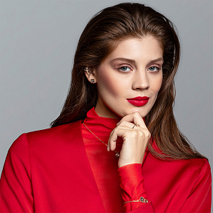 Колье из красного золота с фианитом