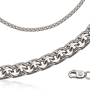 Цепь ручной работы из серебра, плетение шпрингелевое