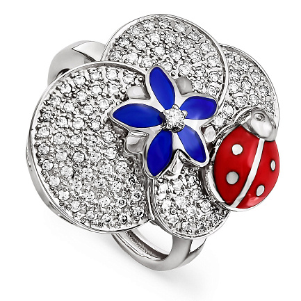 Кольцо из серебра с фианитами