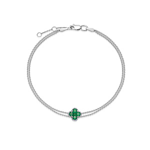 Браслет из белого золота с бриллиантами, изумрудом