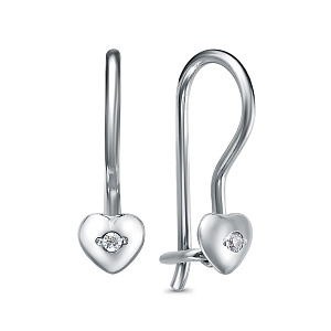 Серьги с французским замком из серебра с фианитами