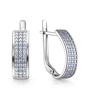 Серьги с английским замком из серебра с фианитом