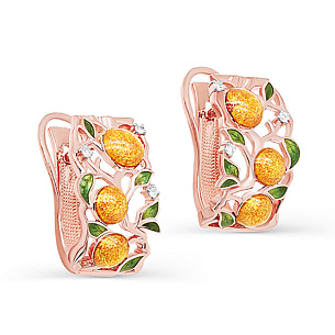 Серьги с английским замком из красного золота с бриллиантами