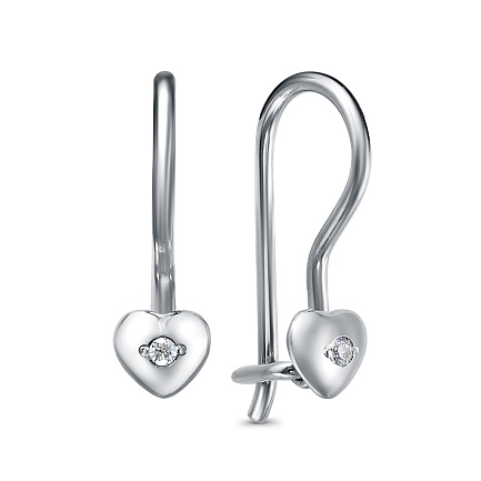 Серьги с французским замком из серебра с фианитами