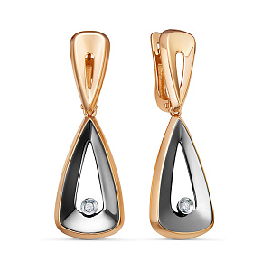 Серьги с английским замком из красного золота с бриллиантами