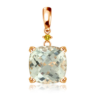 Подвеска из красного золота с сапфиром, аметистом