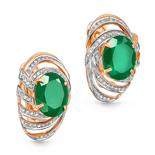 Серьги с английским замком из красного золота с бриллиантом