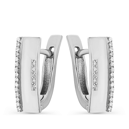 Серьги с английским замком из белого золота с бриллиантами