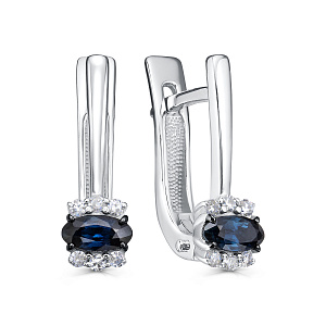 Серьги с английским замком из белого золота с бриллиантами