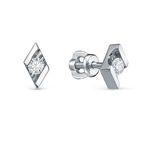 Серьги из белого золота с бриллиантом