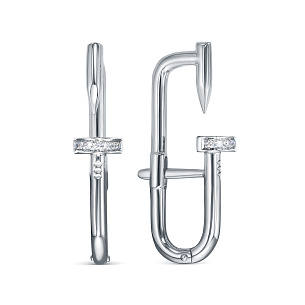 Серьги из белого золота с бриллиантом