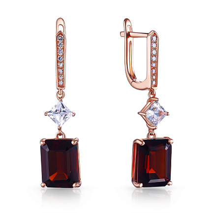 Серьги с английским замком из красного золота с бриллиантами