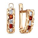 Серьги с английским замком из красного золота с фианитами