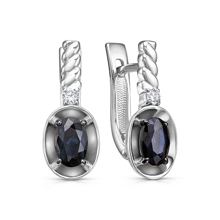 Серьги с английским замком из белого золота с бриллиантами