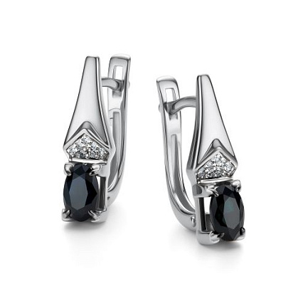 Серьги с английским замком из белого золота с бриллиантами