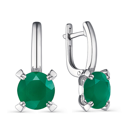 Серьги с английским замком из серебра с агатом