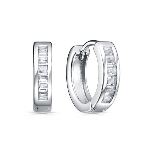 Серьги с английским замком из серебра с фианитом