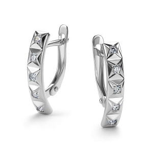 Серьги с английским замком из белого золота с бриллиантами