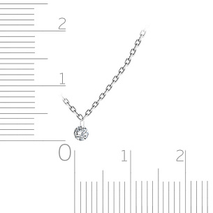 Колье из белого золота с бриллиантом, плетение якорное