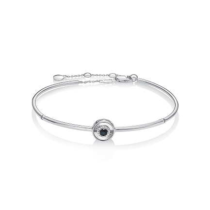 Браслет из белого золота с бриллиантами, сапфиром