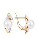 Серьги с английским замком из красного золота с жемчугом