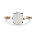 Кольцо из желтого золота с бриллиантами, опалом