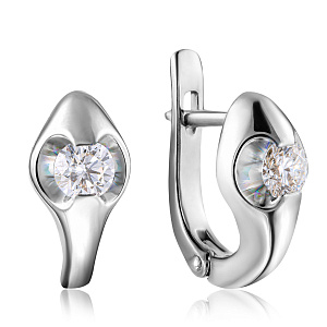 Серьги с английским замком из белого золота с бриллиантами