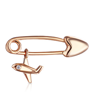 Булавка детская из красного золота с фианитом