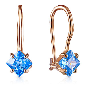 Серьги детские из серебра с фианитом и золочением