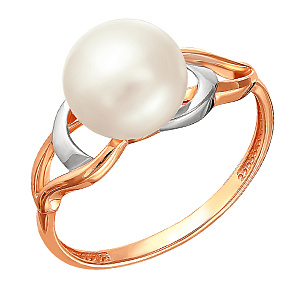 Кольцо из красного золота с жемчугом