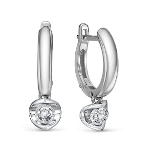 Серьги из белого золота с бриллиантом