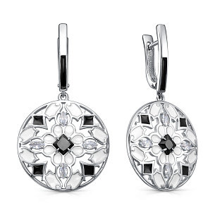 Серьги с английским замком из серебра с фианитом