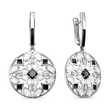 Серьги с английским замком из серебра с фианитами